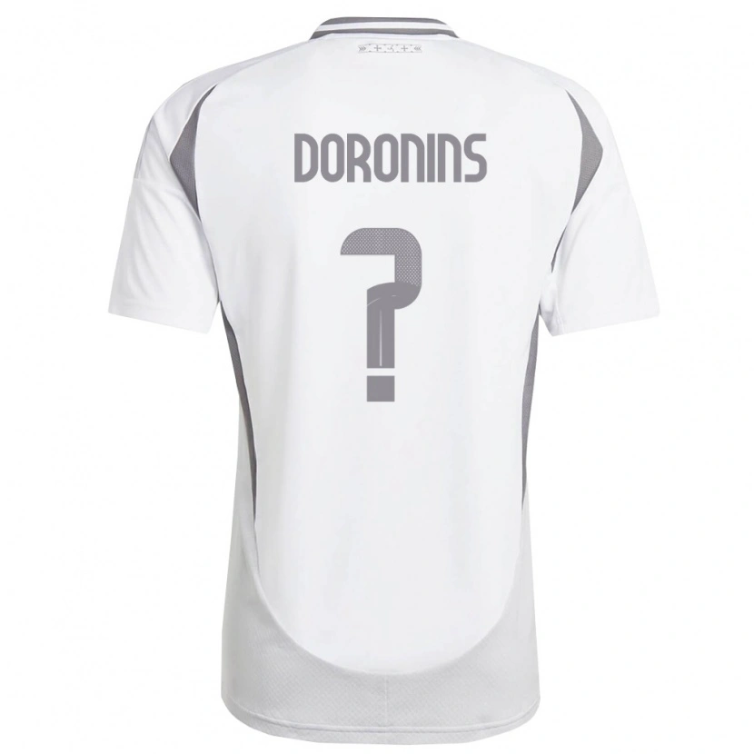 Danxen Hombre Camiseta Letonia Nikita Doronins #0 Blanco Gris Oscuro 2ª Equipación 26-28 La Camisa