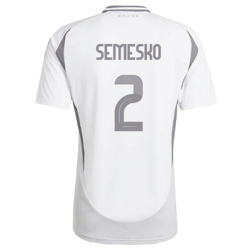 Danxen Hombre Camiseta Letonia Maksims Semesko #2 Blanco Gris Oscuro 2ª Equipación 26-28 La Camisa