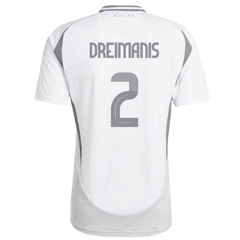 Danxen Hombre Camiseta Letonia Adams Dreimanis #2 Blanco Gris Oscuro 2ª Equipación 26-28 La Camisa