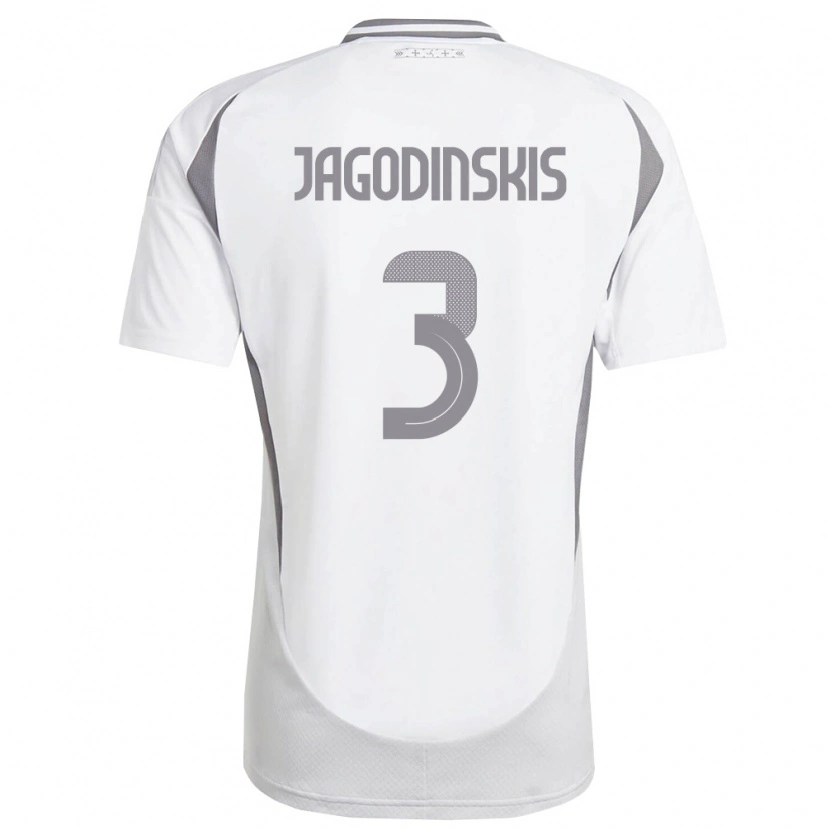 Danxen Hombre Camiseta Letonia Vitalijs Jagodinskis #3 Blanco Gris Oscuro 2ª Equipación 26-28 La Camisa