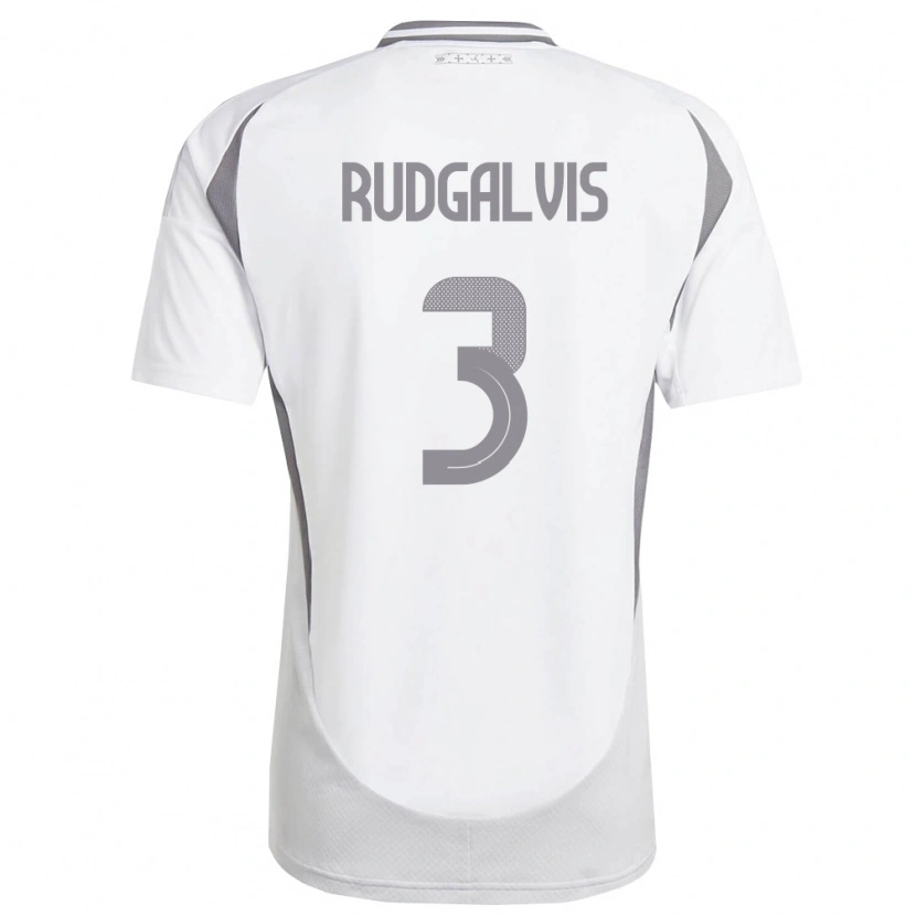 Danxen Hombre Camiseta Letonia Daniels Rudgalvis #3 Blanco Gris Oscuro 2ª Equipación 26-28 La Camisa