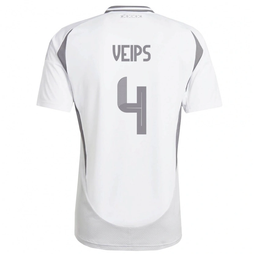 Danxen Hombre Camiseta Letonia Roberts Veips #4 Blanco Gris Oscuro 2ª Equipación 26-28 La Camisa