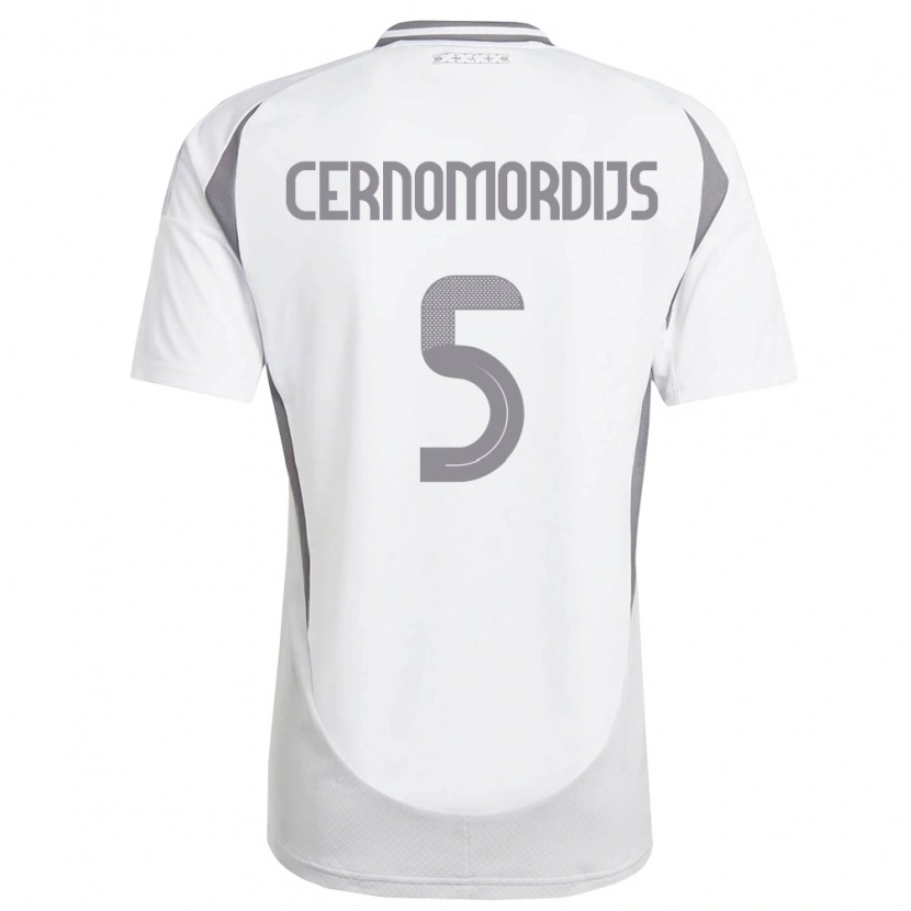 Danxen Hombre Camiseta Letonia Antonijs Cernomordijs #5 Blanco Gris Oscuro 2ª Equipación 26-28 La Camisa