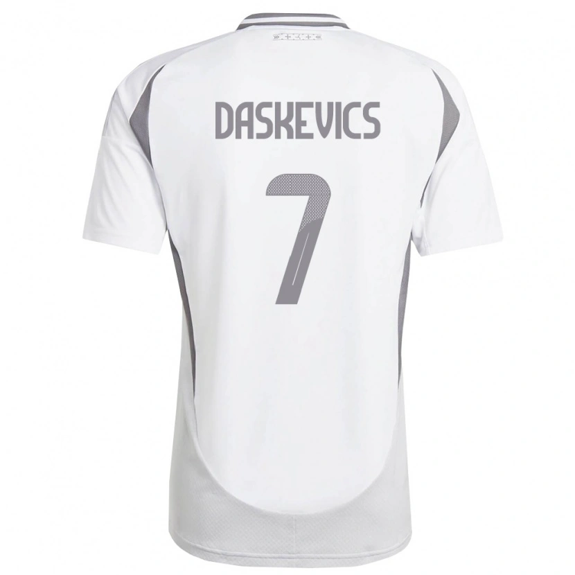 Danxen Hombre Camiseta Letonia Eduards Daskevics #7 Blanco Gris Oscuro 2ª Equipación 26-28 La Camisa
