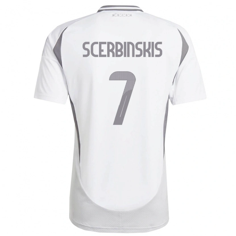 Danxen Hombre Camiseta Letonia Aleks Scerbinskis #7 Blanco Gris Oscuro 2ª Equipación 26-28 La Camisa