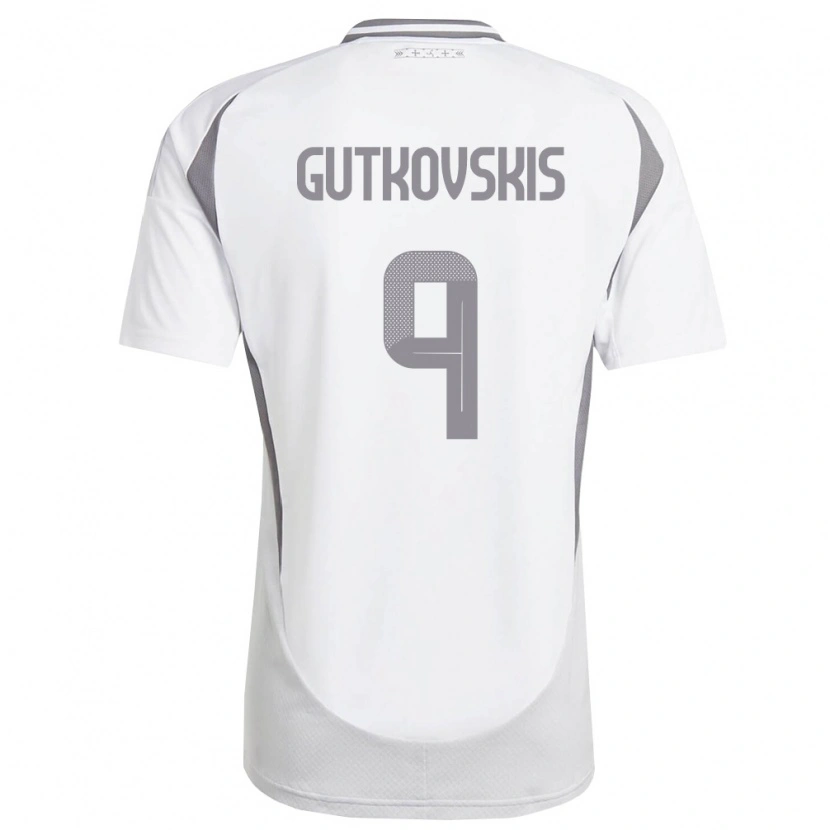 Danxen Hombre Camiseta Letonia Vladislavs Gutkovskis #9 Blanco Gris Oscuro 2ª Equipación 26-28 La Camisa