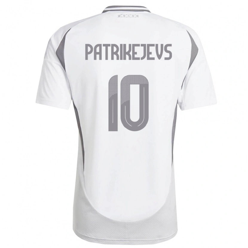 Danxen Hombre Camiseta Letonia Ivans Patrikejevs #10 Blanco Gris Oscuro 2ª Equipación 26-28 La Camisa