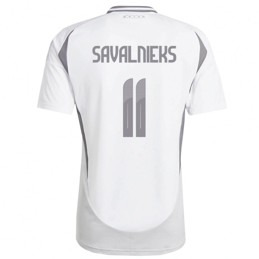 Danxen Hombre Camiseta Letonia Roberts Savalnieks #11 Blanco Gris Oscuro 2ª Equipación 26-28 La Camisa