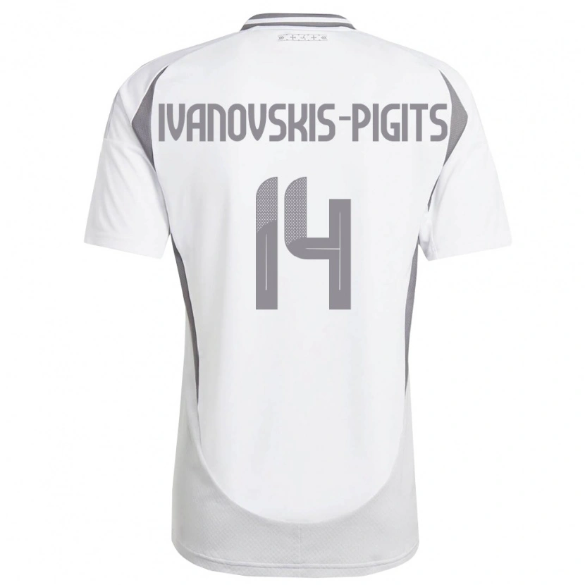 Danxen Hombre Camiseta Letonia Ernests Ivanovskis-Pigits #14 Blanco Gris Oscuro 2ª Equipación 26-28 La Camisa