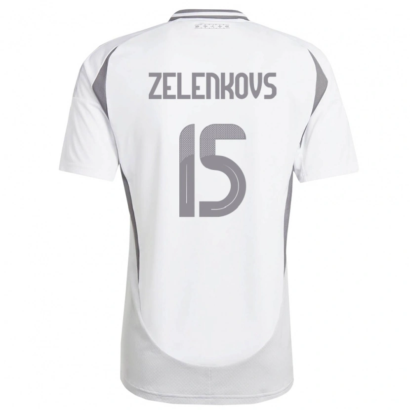 Danxen Hombre Camiseta Letonia Dmitrijs Zelenkovs #15 Blanco Gris Oscuro 2ª Equipación 26-28 La Camisa