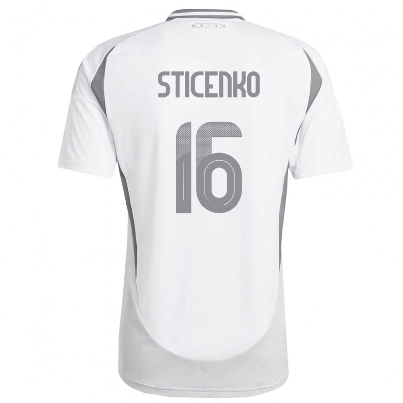 Danxen Hombre Camiseta Letonia Rafaels Sticenko #16 Blanco Gris Oscuro 2ª Equipación 26-28 La Camisa