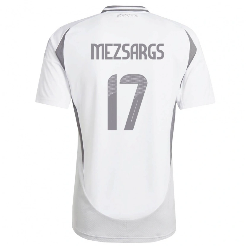 Danxen Hombre Camiseta Letonia Kristians Mezsargs #17 Blanco Gris Oscuro 2ª Equipación 26-28 La Camisa
