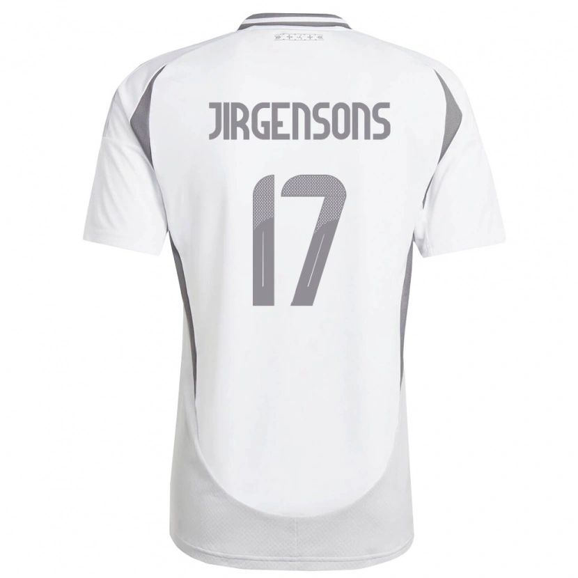 Danxen Hombre Camiseta Letonia Bruno Jirgensons #17 Blanco Gris Oscuro 2ª Equipación 26-28 La Camisa