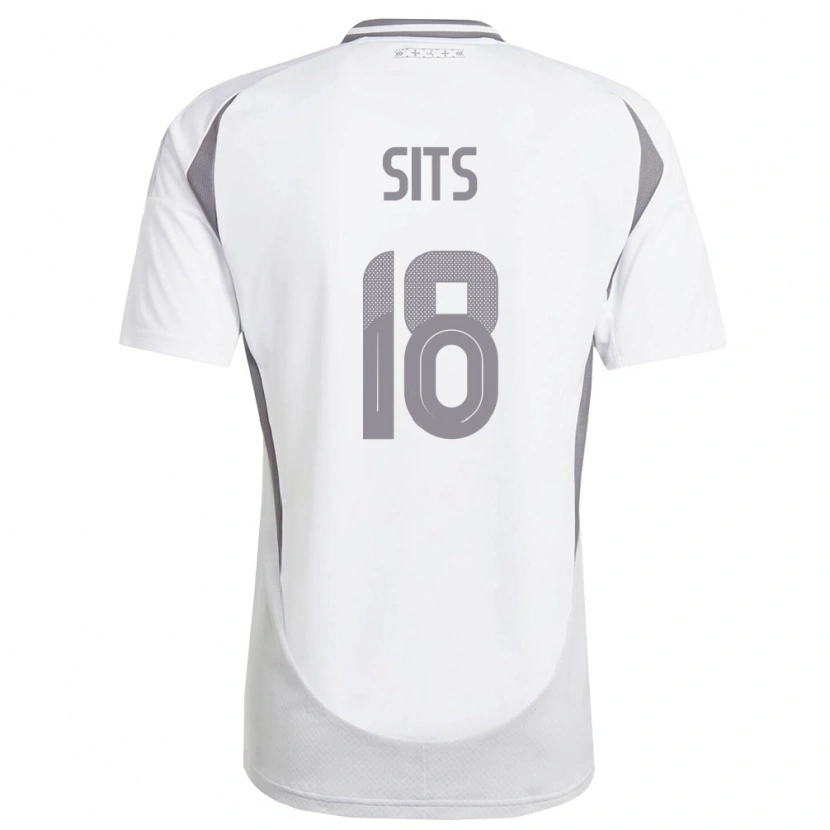 Danxen Hombre Camiseta Letonia Dario Sits #18 Blanco Gris Oscuro 2ª Equipación 26-28 La Camisa
