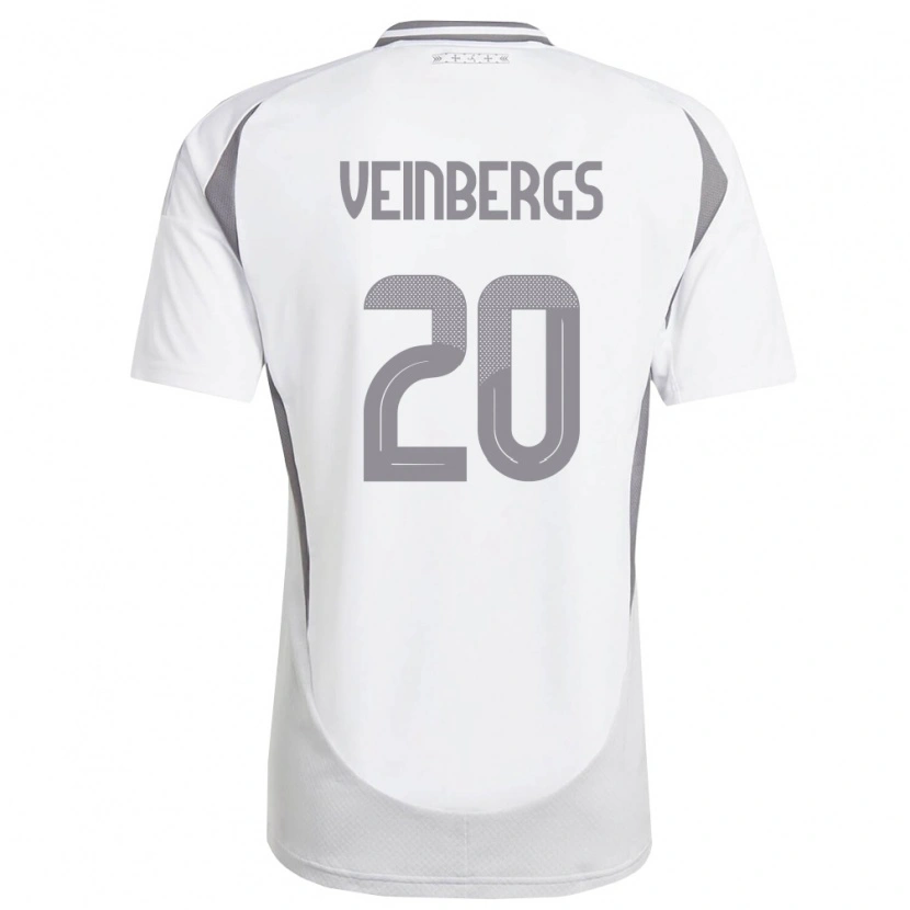Danxen Hombre Camiseta Letonia Nils Veinbergs #20 Blanco Gris Oscuro 2ª Equipación 26-28 La Camisa