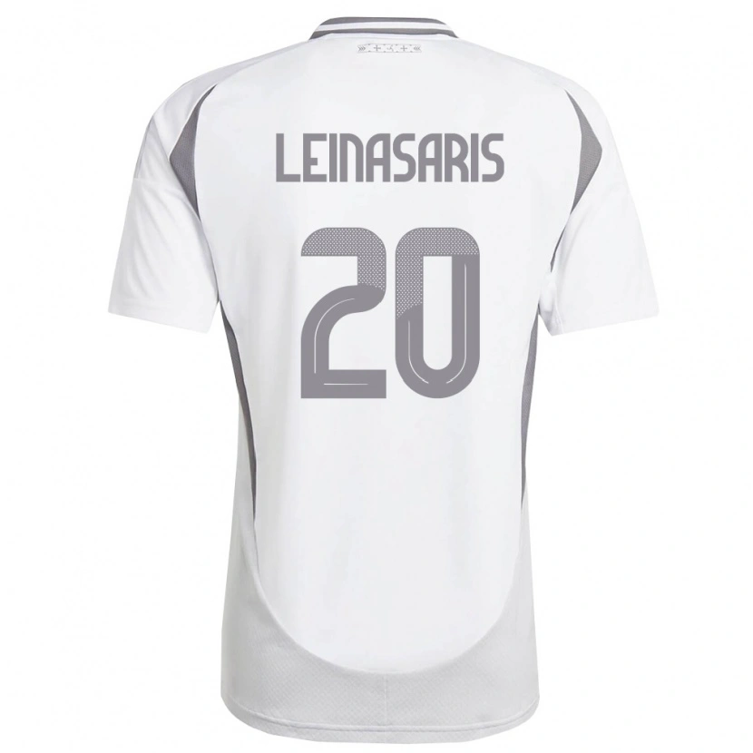Danxen Hombre Camiseta Letonia Augusts Leinasaris #20 Blanco Gris Oscuro 2ª Equipación 26-28 La Camisa