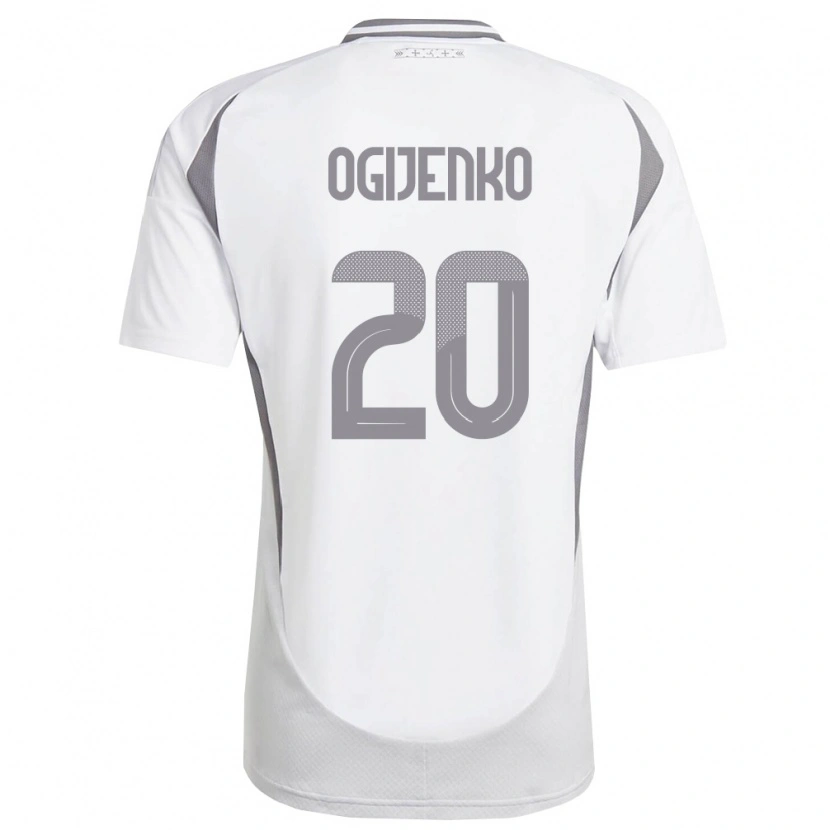 Danxen Hombre Camiseta Letonia Nikita Ogijenko #20 Blanco Gris Oscuro 2ª Equipación 26-28 La Camisa