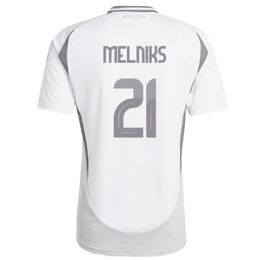 Danxen Hombre Camiseta Letonia Deniss Melniks #21 Blanco Gris Oscuro 2ª Equipación 26-28 La Camisa