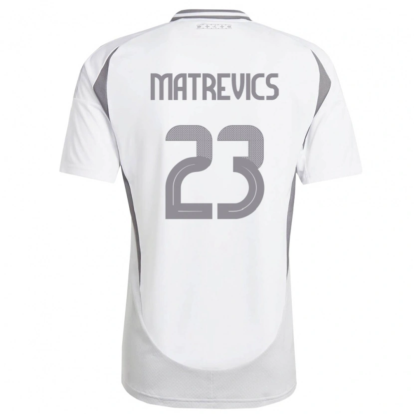 Danxen Hombre Camiseta Letonia Rihards Matrevics #23 Blanco Gris Oscuro 2ª Equipación 26-28 La Camisa
