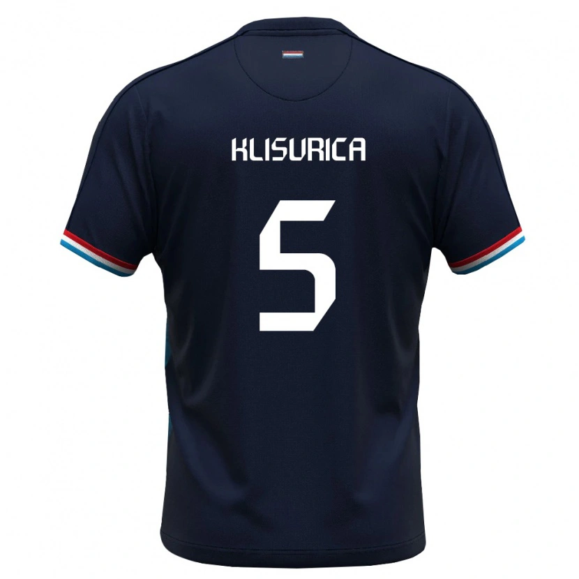 Danxen Hombre Camiseta Luxemburgo Roni Klisurica #5 Azul Real Rojo 2ª Equipación 26-28 La Camisa