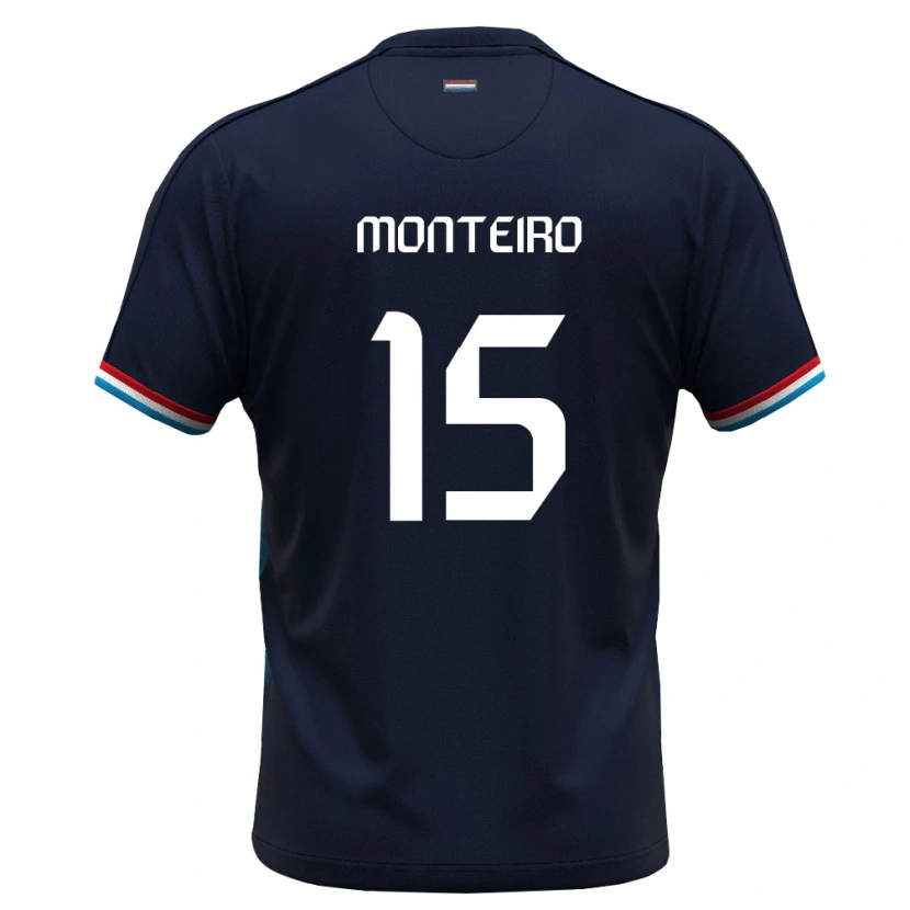 Danxen Hombre Camiseta Luxemburgo Diogo Monteiro #15 Azul Real Rojo 2ª Equipación 26-28 La Camisa