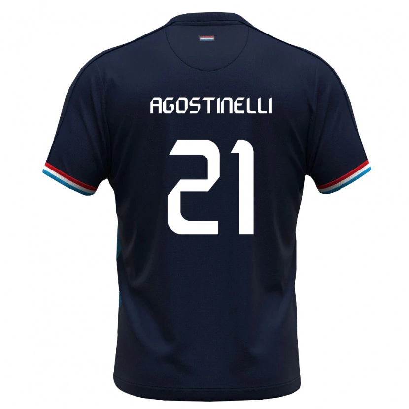 Danxen Hombre Camiseta Luxemburgo Massimo Agostinelli #21 Azul Real Rojo 2ª Equipación 26-28 La Camisa