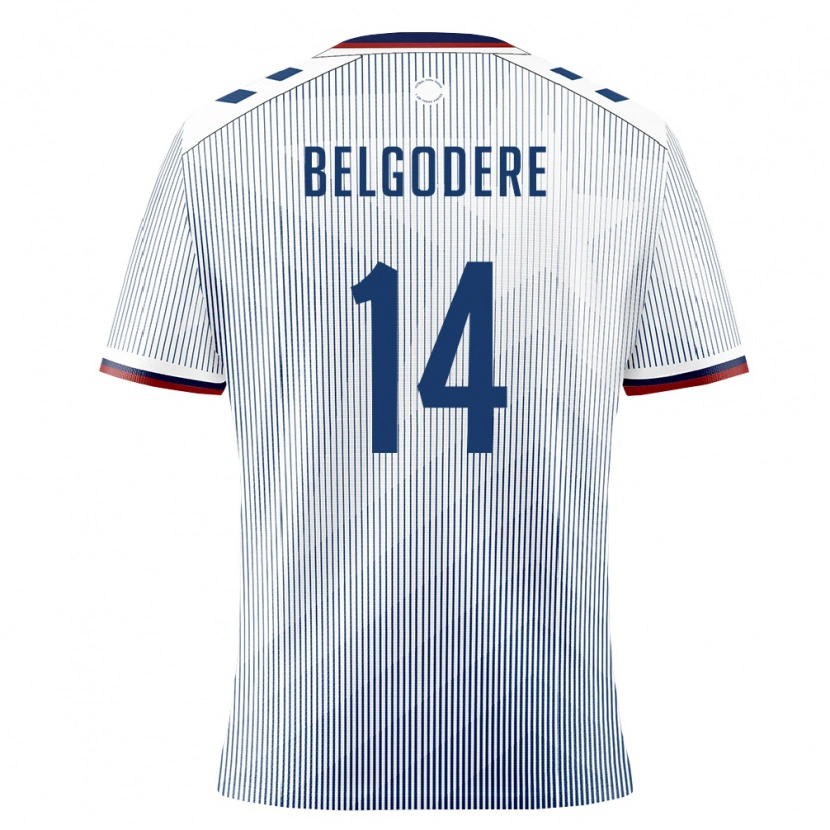Danxen Hombre Camiseta Puerto Rico Matthew Belgodere #14 Azul Real Blanco 2ª Equipación 26-28 La Camisa
