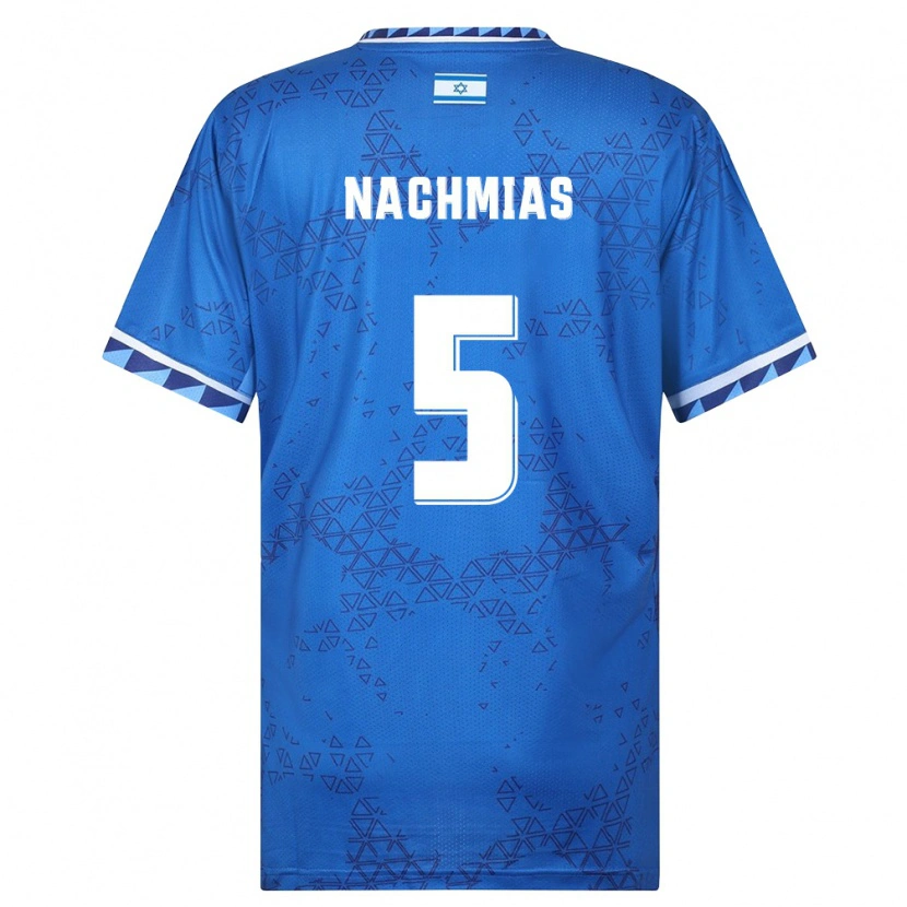 Danxen Hombre Camiseta Israel Idan Nachmias #5 Azul Blanco 2ª Equipación 26-28 La Camisa
