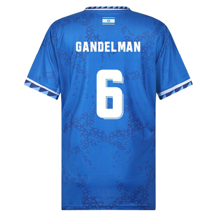 Danxen Hombre Camiseta Israel Omri Gandelman #6 Azul Blanco 2ª Equipación 26-28 La Camisa