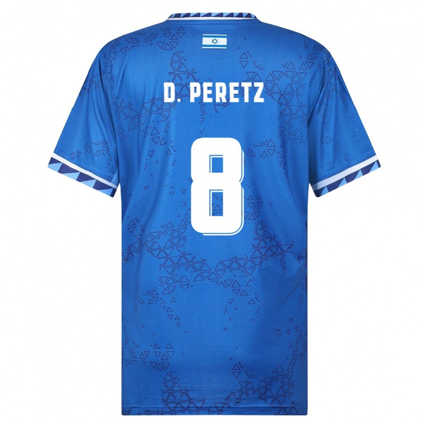 Danxen Hombre Camiseta Israel Dor Peretz #8 Azul Blanco 2ª Equipación 26-28 La Camisa