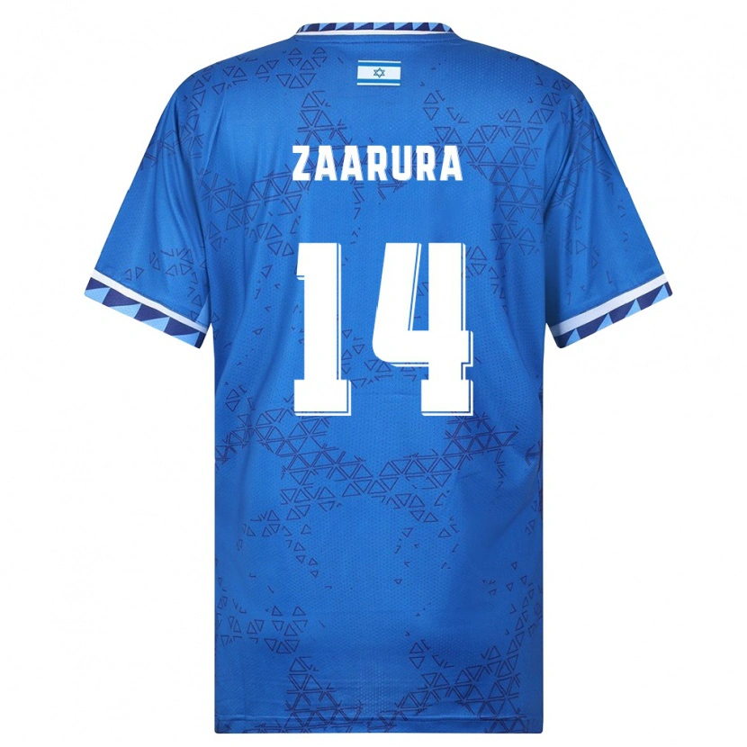 Danxen Hombre Camiseta Israel Basam Zaarura #14 Azul Blanco 2ª Equipación 26-28 La Camisa