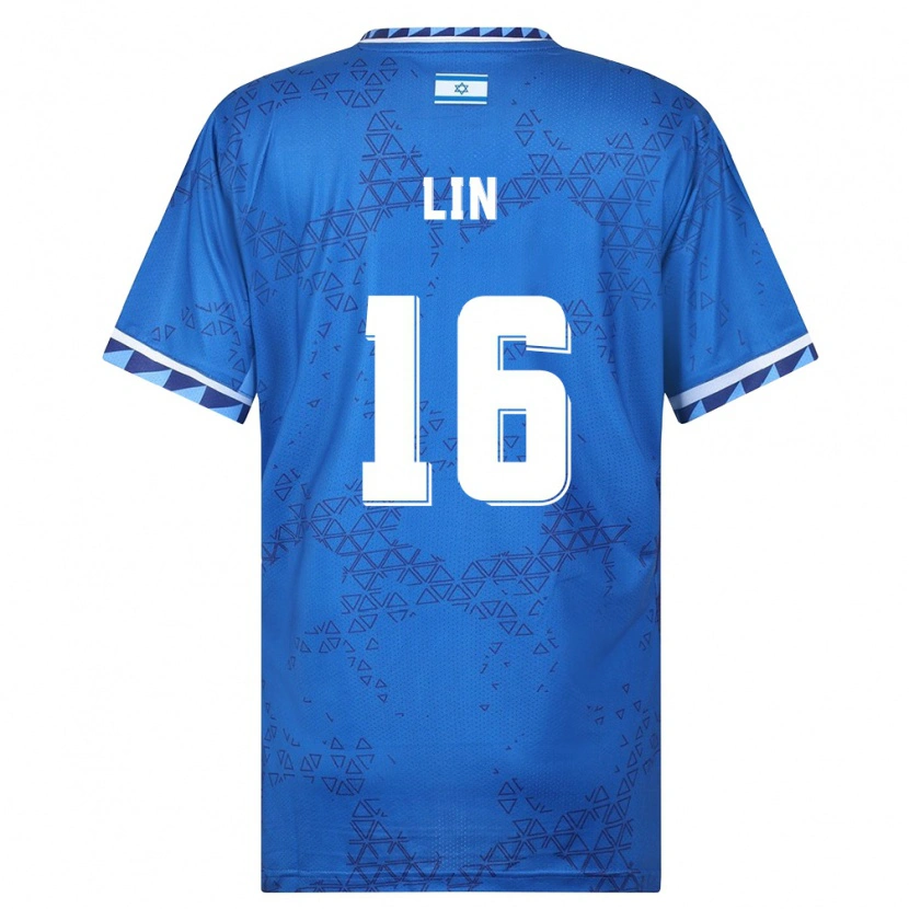 Danxen Hombre Camiseta Israel Bar Lin #16 Azul Blanco 2ª Equipación 26-28 La Camisa