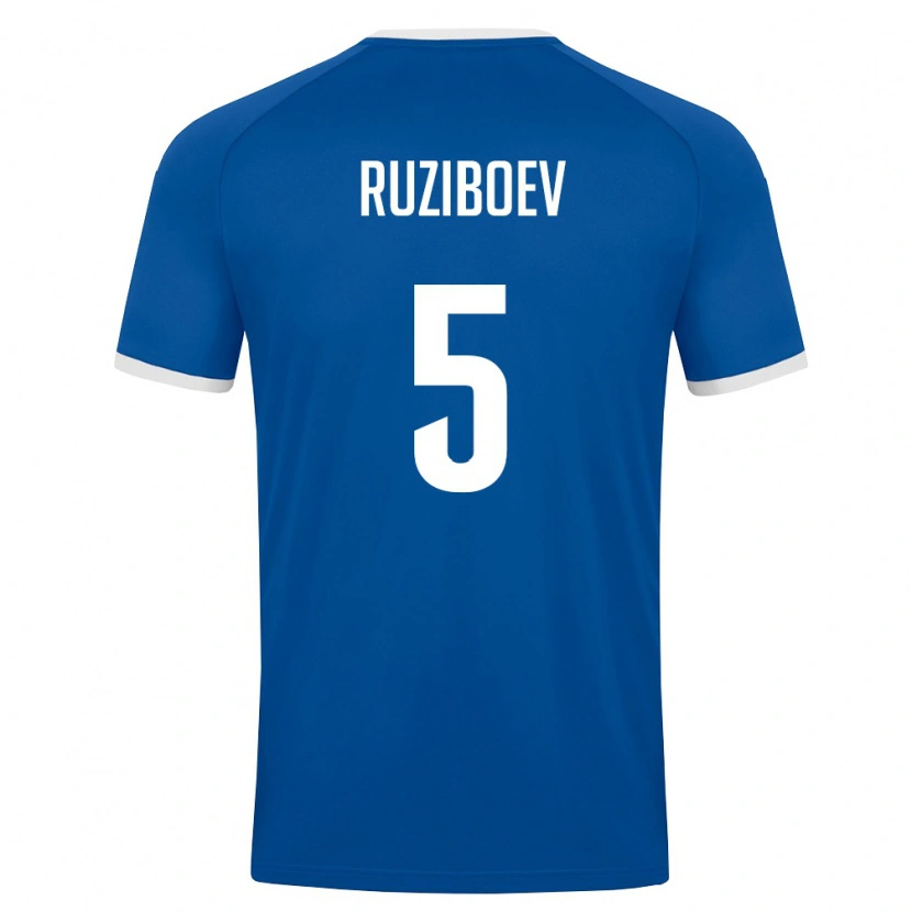 Danxen Mujer Camiseta Uzbekistán Mukhammadaziz Ruziboev #5 Azul Real Blanco 1ª Equipación 26-28 La Camisa