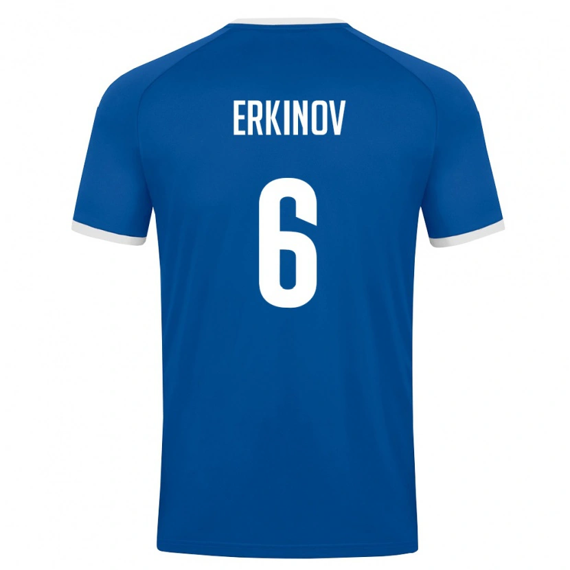 Danxen Mujer Camiseta Uzbekistán Bekhruz Erkinov #6 Azul Real Blanco 1ª Equipación 26-28 La Camisa