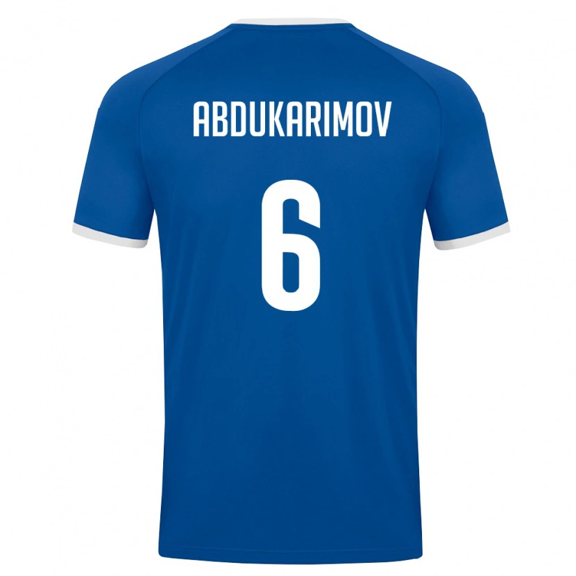 Danxen Mujer Camiseta Uzbekistán Miraziz Abdukarimov #6 Azul Real Blanco 1ª Equipación 26-28 La Camisa