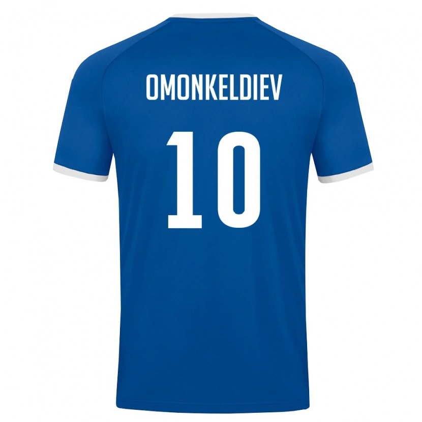 Danxen Mujer Camiseta Uzbekistán Fazliddin Omonkeldiev #10 Azul Real Blanco 1ª Equipación 26-28 La Camisa
