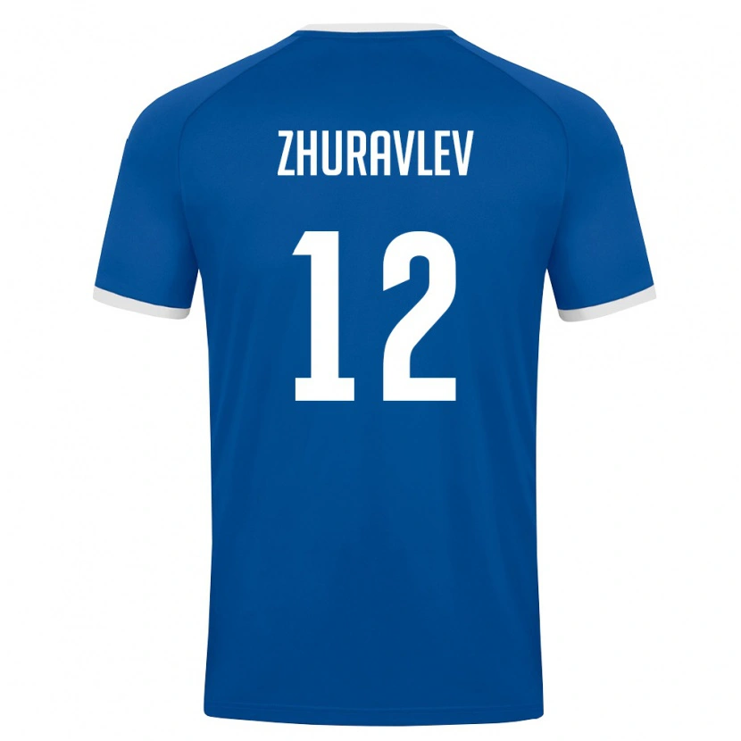 Danxen Mujer Camiseta Uzbekistán Denis Zhuravlev #12 Azul Real Blanco 1ª Equipación 26-28 La Camisa
