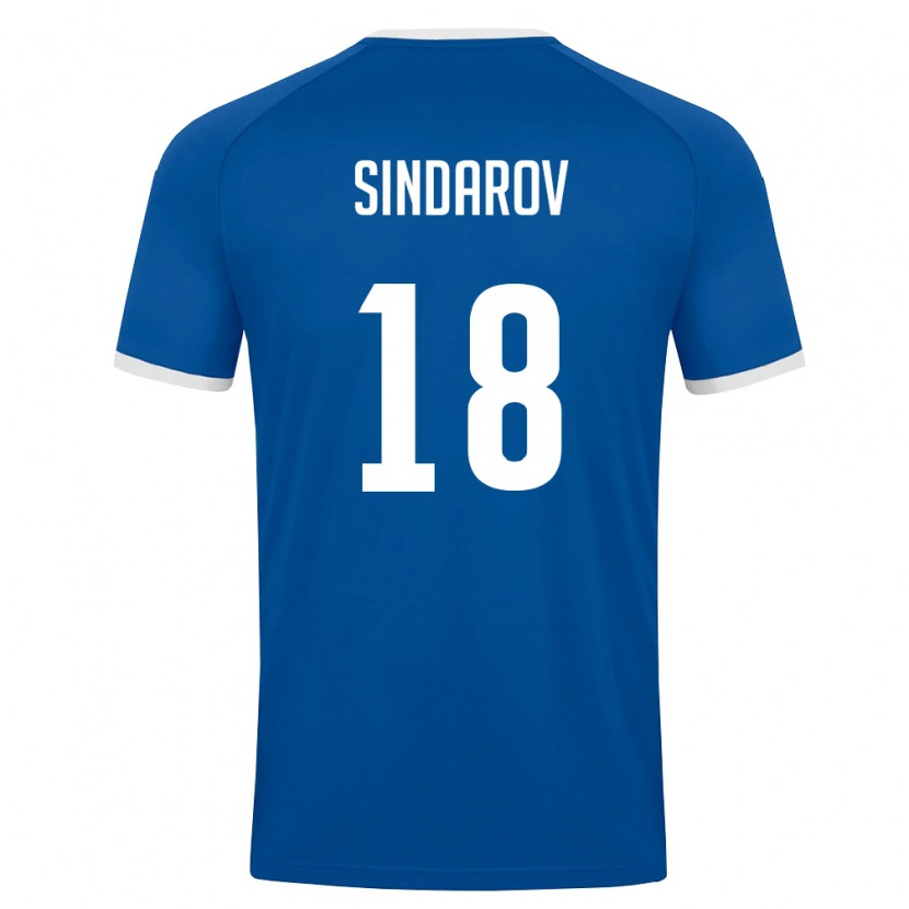 Danxen Mujer Camiseta Uzbekistán Khumoyun Sindarov #18 Azul Real Blanco 1ª Equipación 26-28 La Camisa