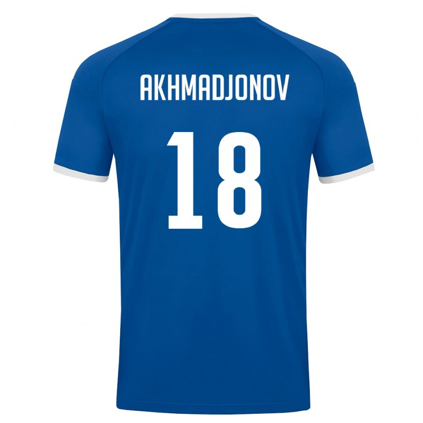Danxen Mujer Camiseta Uzbekistán Narimonjon Akhmadjonov #18 Azul Real Blanco 1ª Equipación 26-28 La Camisa