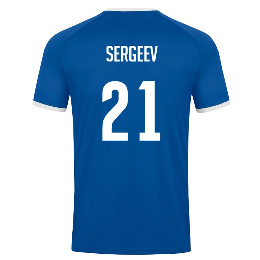 Danxen Mujer Camiseta Uzbekistán Igor Sergeev #21 Azul Real Blanco 1ª Equipación 26-28 La Camisa