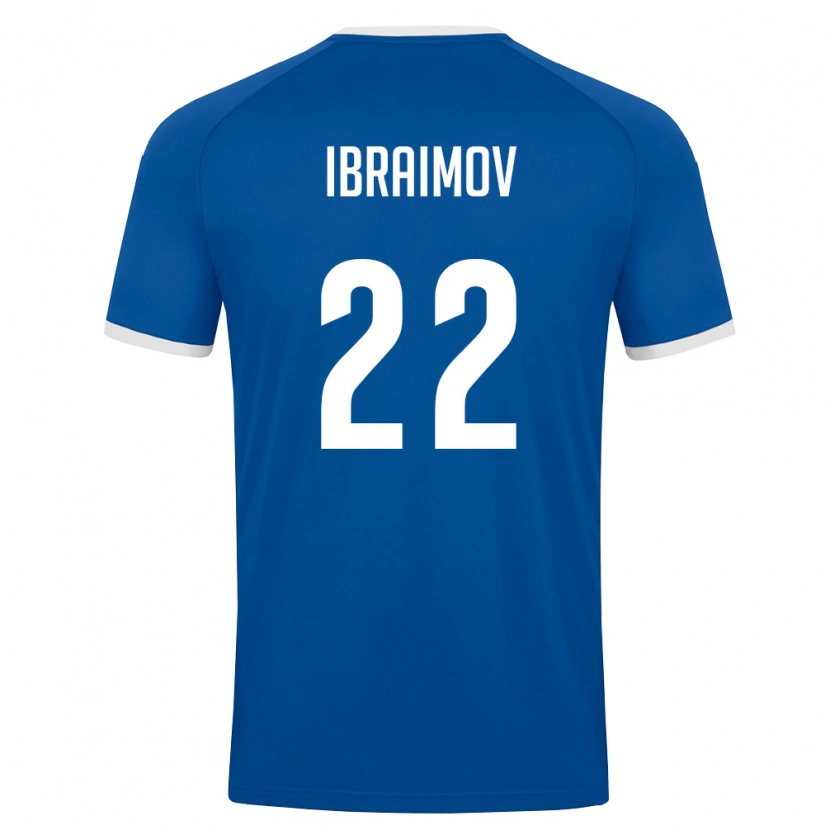 Danxen Mujer Camiseta Uzbekistán Nurlan Ibraimov #22 Azul Real Blanco 1ª Equipación 26-28 La Camisa