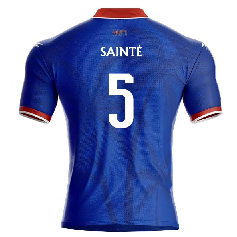 Danxen Mujer Camiseta Haití Carl Sainté #5 Azul Rojo Blanco 1ª Equipación 26-28 La Camisa