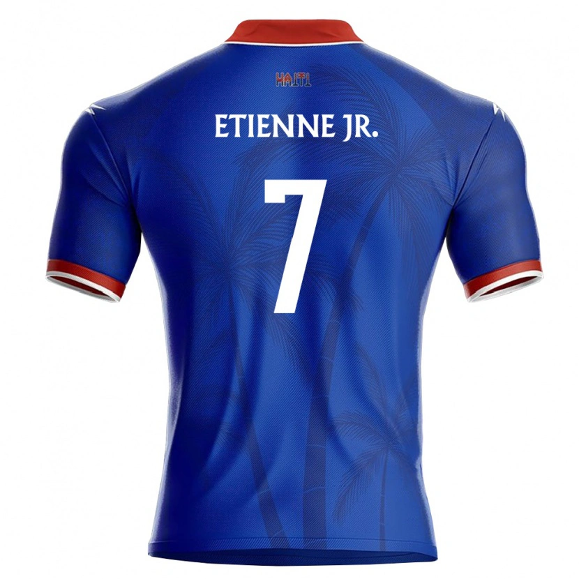 Danxen Mujer Camiseta Haití Derrick Etienne Jr. #7 Azul Rojo Blanco 1ª Equipación 26-28 La Camisa