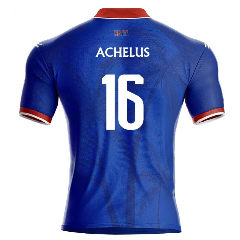 Danxen Mujer Camiseta Haití Shelove Achelus #16 Azul Rojo Blanco 1ª Equipación 26-28 La Camisa
