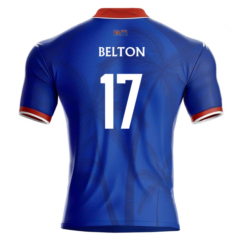 Danxen Mujer Camiseta Haití Jhon-Widy Belton #17 Azul Rojo Blanco 1ª Equipación 26-28 La Camisa