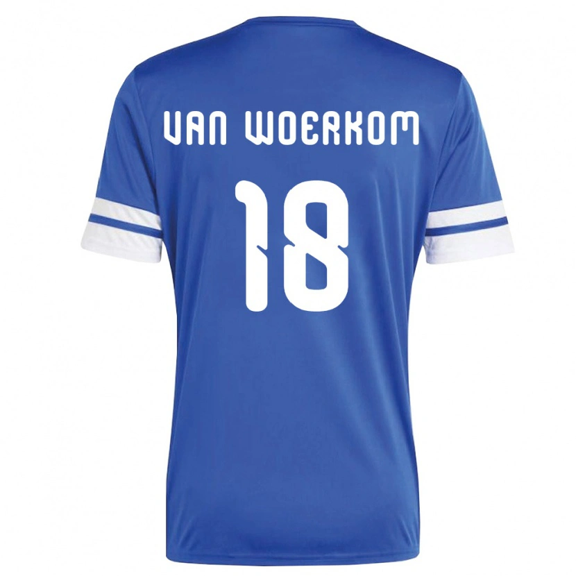 Danxen Mujer Camiseta Curazao Sebastian Van Woerkom #18 Marino Blanco 1ª Equipación 26-28 La Camisa