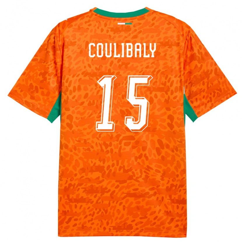 Danxen Mujer Camiseta Costa De Marfil Youbah Coulibaly #15 Naranja Verde Blanco 1ª Equipación 26-28 La Camisa