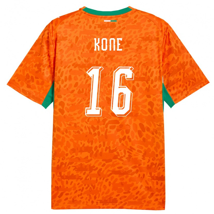 Danxen Mujer Camiseta Costa De Marfil Mohamed Koné #16 Naranja Verde Blanco 1ª Equipación 26-28 La Camisa