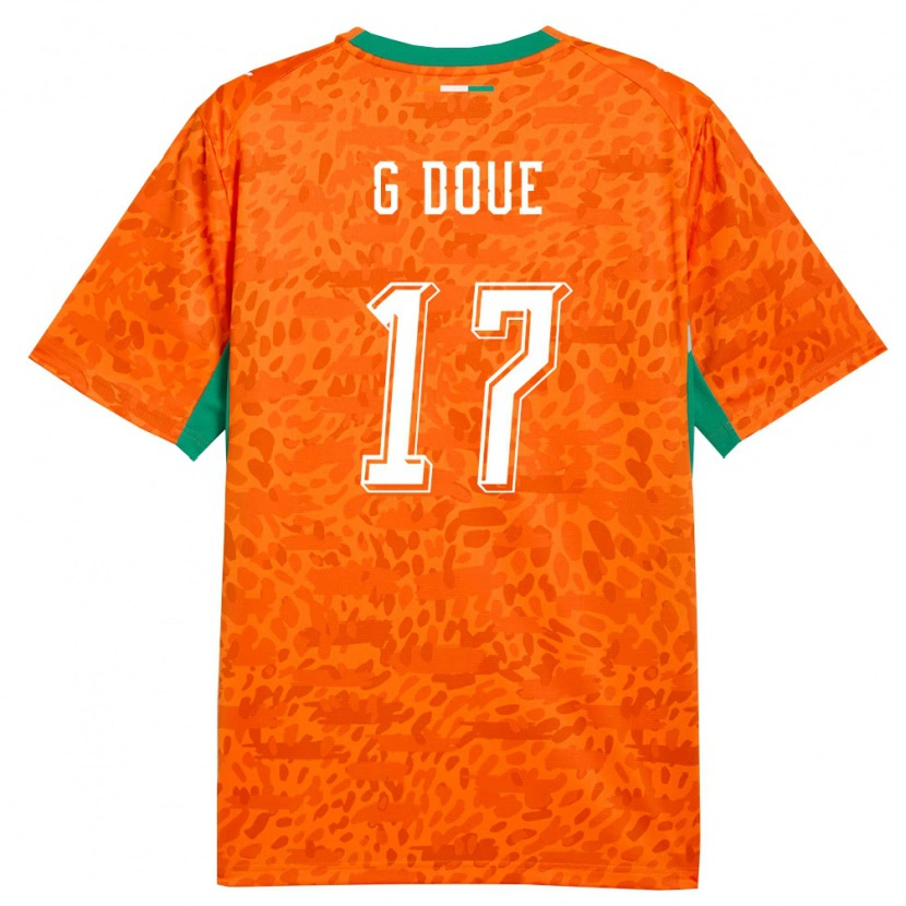 Danxen Mujer Camiseta Costa De Marfil Guéla Doué #17 Naranja Verde Blanco 1ª Equipación 26-28 La Camisa