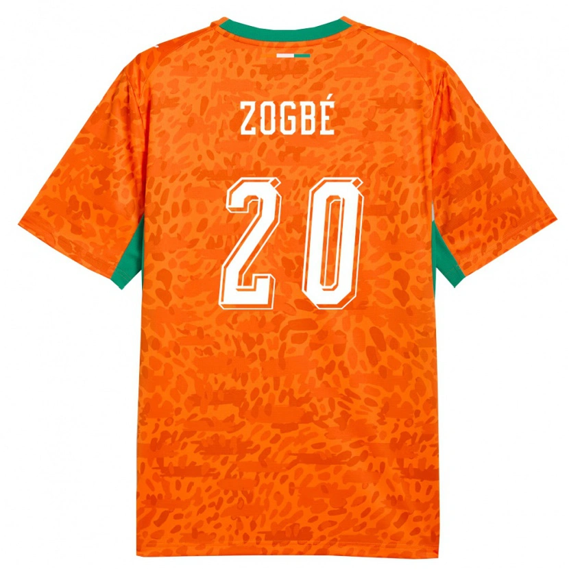 Danxen Mujer Camiseta Costa De Marfil Luck Zogbé #20 Naranja Verde Blanco 1ª Equipación 26-28 La Camisa